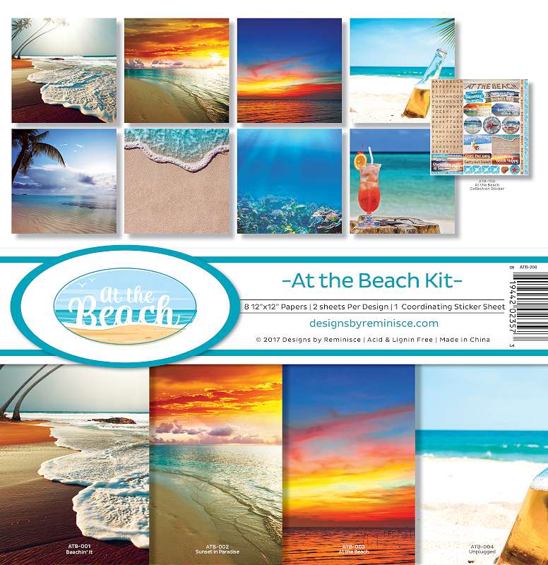 Reminisce Collection Kit 12"X12" At The Beach, 8 Papers & Stickers