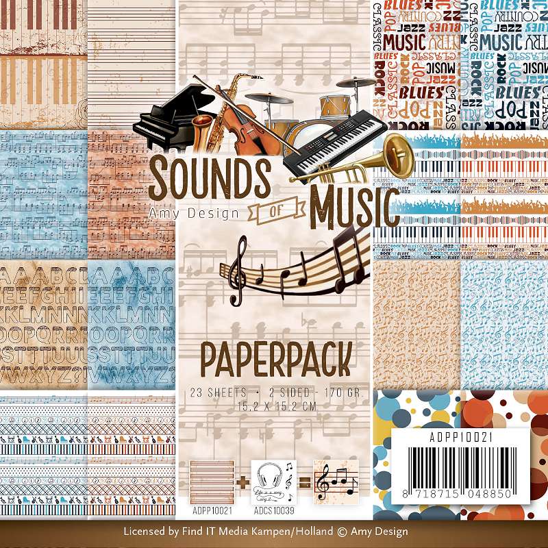Find It Trading Amy Design Paper Pack 6"X6" 23/Pkg Sounds Of Music, Double-Sided