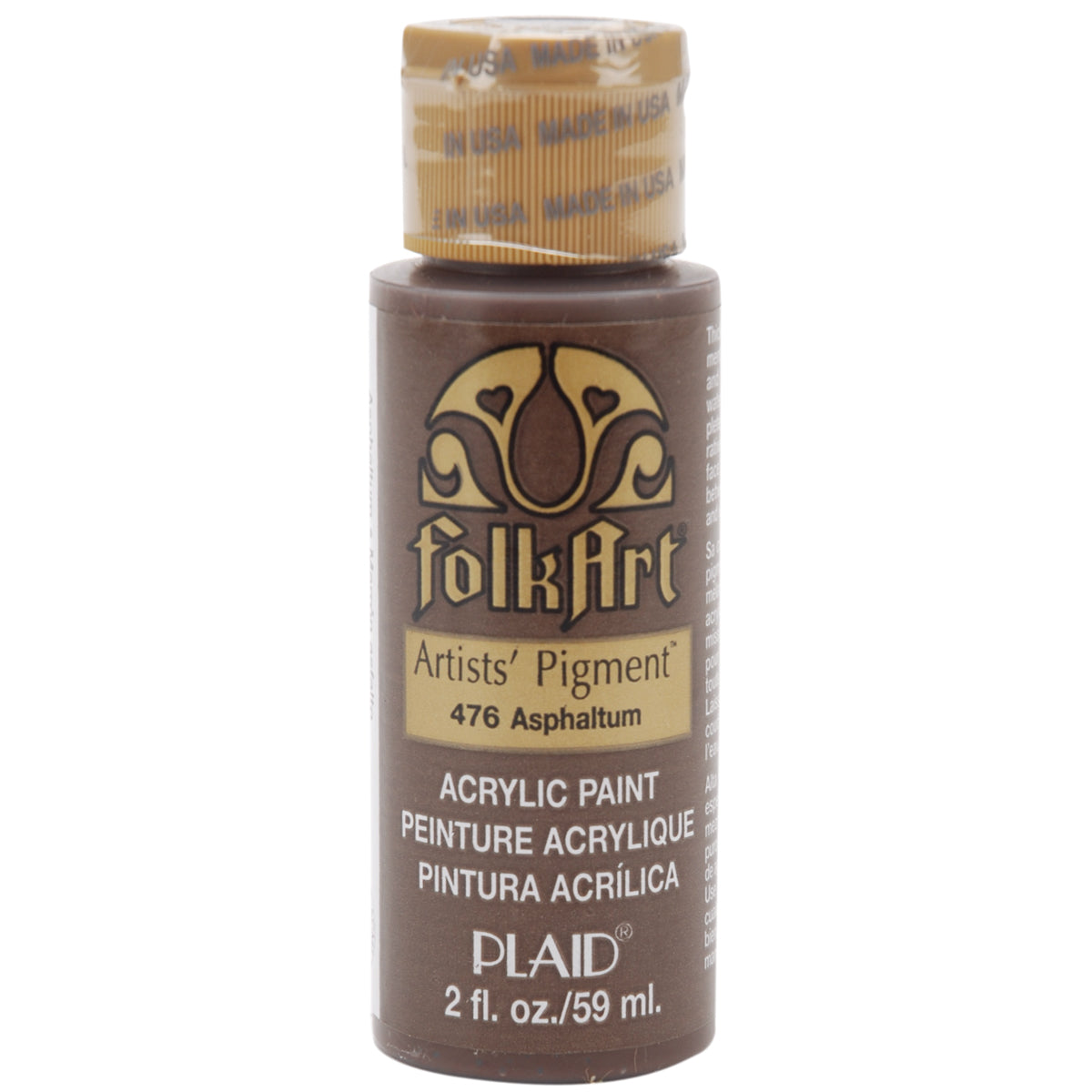 FolkArt Acrylic Paint 2oz Asphaltum Artist Pigment