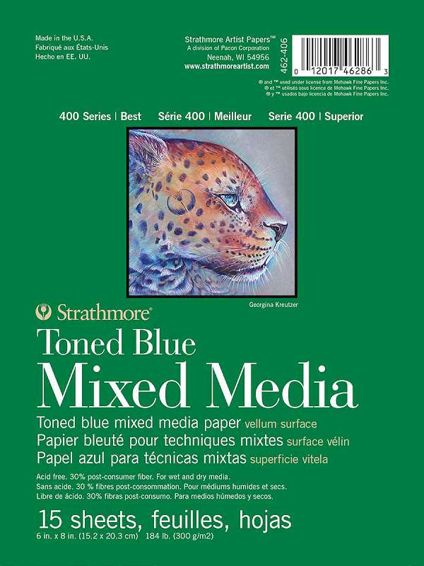 Strathmore 400 Series Mixed Media Pad - Tone Blue 6"X8" 15 Sheets