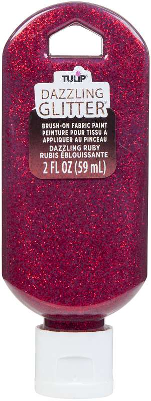 Tulip Dazzling Glitter Brush-On Fabric Paint 2oz Ruby