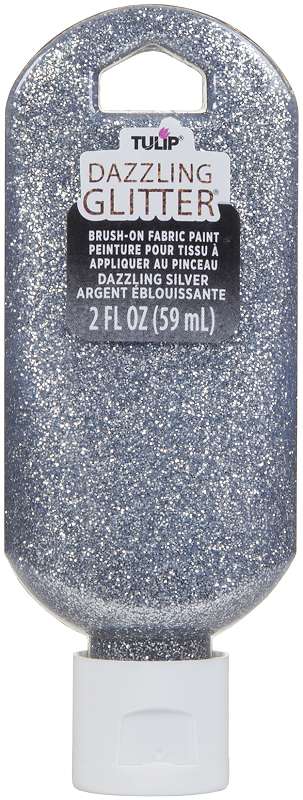 Tulip Dazzling Glitter Brush-On Fabric Paint 2oz Silver