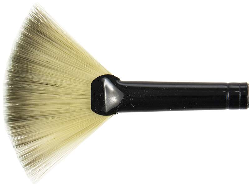 Black Silver Short Handle Brush Fan, Size: 6
