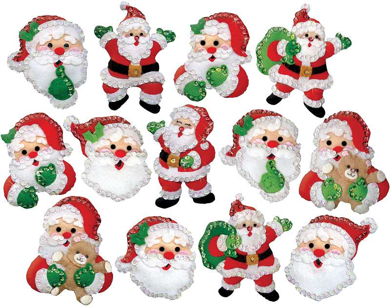 Design Works Felt Ornament Applique Kit 13/Pkg Joyful Santa