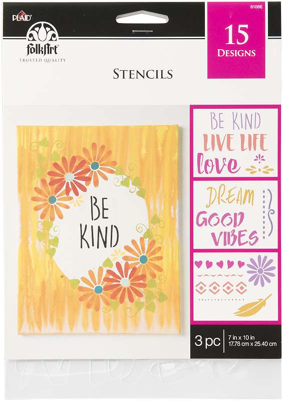 FolkArt Stencil Value Pack 7"X10" 3/Pkg Inspirational