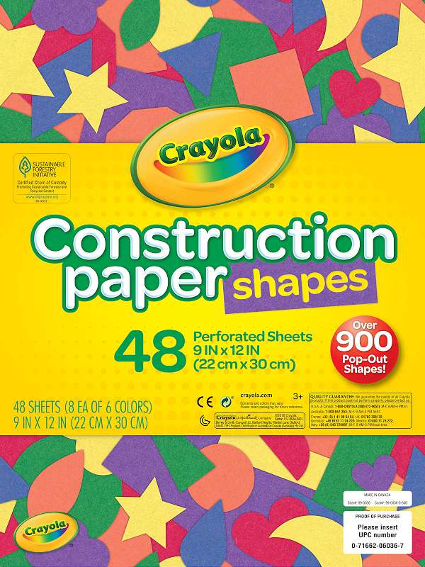 Crayola Construction Paper Shapes 9"X12" 48 Sheets