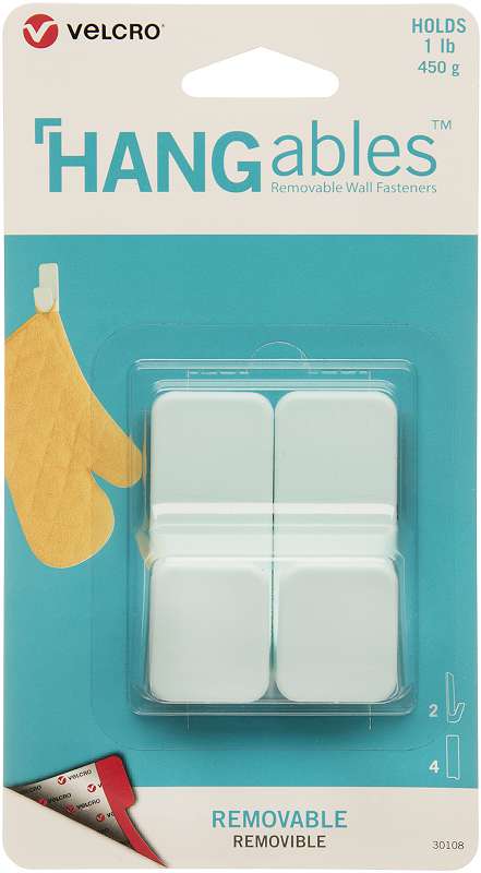 Velcro(R) Brand HANGables Removable Small Hook 2/Pkg Aqua, Holds Up To 1lb