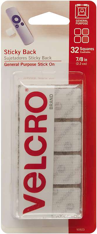 VELCRO(R) Brand Sticky Back Squares .875" 32/Pkg White