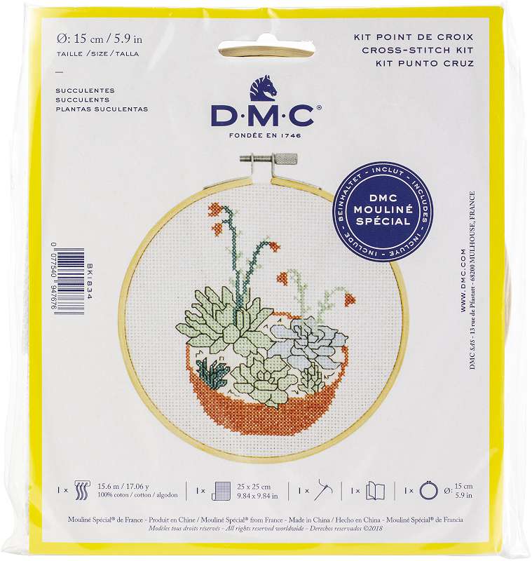 DMC Stitch Kit 6" Diameter Succulent (14 Count)