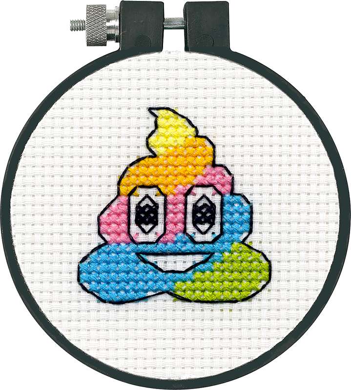 Dimensions Learn-A-Craft Counted Cross Stitch Kit 3" Round-Unicorn Poop (11 Count)
