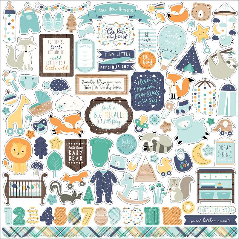 Hello Baby Boy Cardstock Stickers 12"X12" Elements