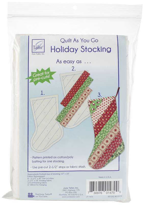 June Tailor Quilt As You Go Holiday Stocking  Finished Size 10"X18"