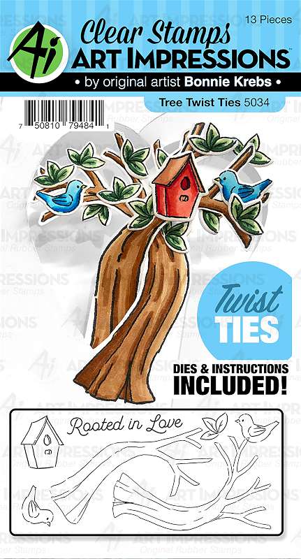 Art Impressions Twist Ties Stamp & Die Set Tree