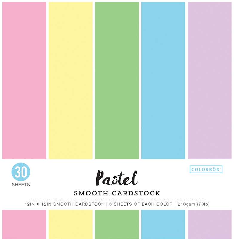 Colorbok 78lb Smooth Cardstock 12"X12" 30/Pkg Pastel, 5 Colors/6 Each