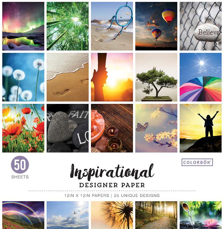 Colorbok 68lb Designer Single-Sided Paper 12"X12" 50/Pkg Inspirational, 25 Designs/2 Each