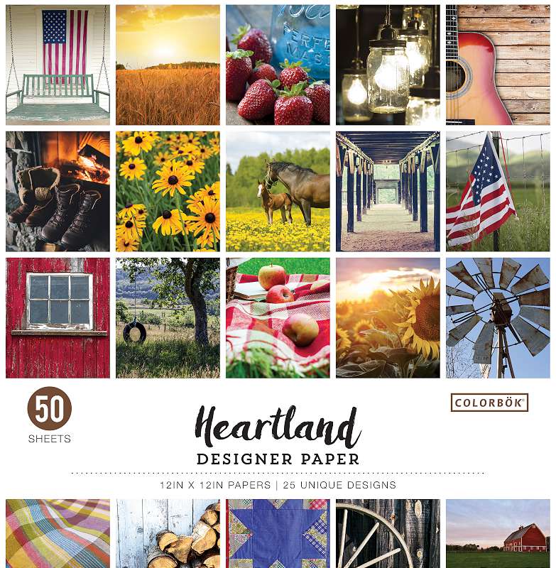 Colorbok 68lb Designer Single-Sided Paper 12"X12" 50/Pkg Heartland, 25 Designs/2 Each