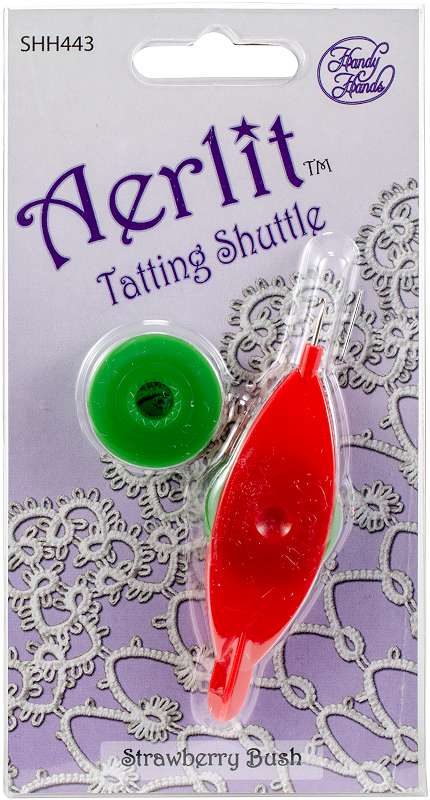 Handy Hands Aerlit Tatting Shuttle W/2 Bobbins Strawberry Bush