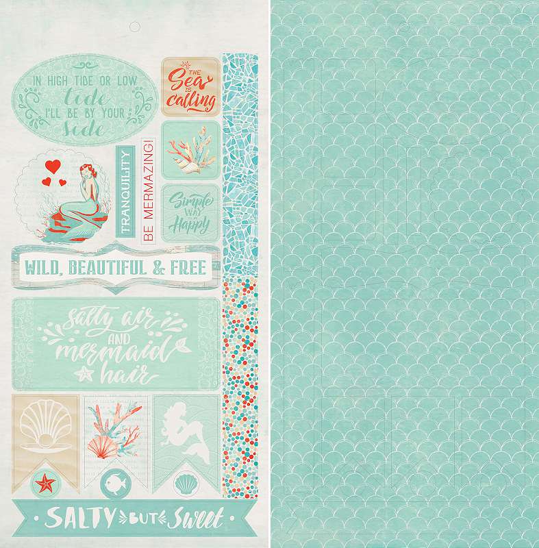 Sea-Maiden Double-Sided Cardstock Die-Cut Sheet 6"X12" Accents