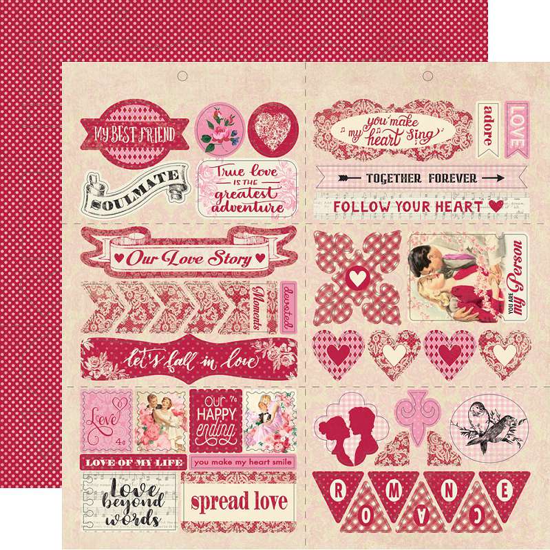 Romance Double-Sided Cardstock Die-Cut Sheet 12"X12" Elements