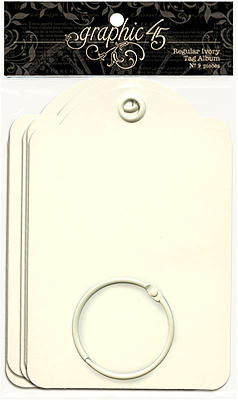 Graphic 45 Staples Regular Tag Album 5.75"X3.875" Ivory