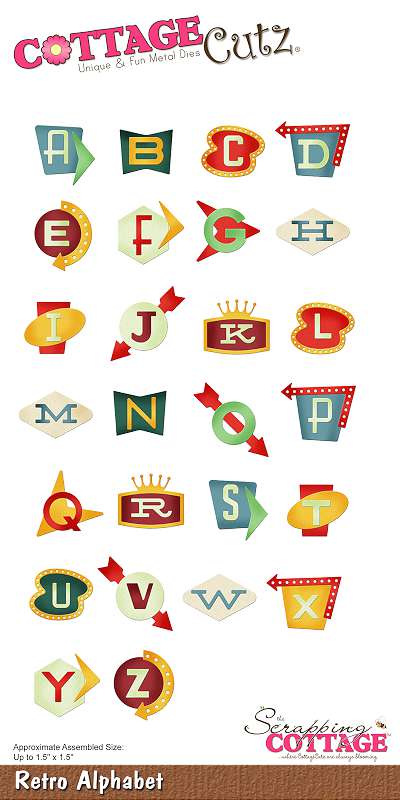 CottageCutz Dies Retro Alphabet Up To 1.5"