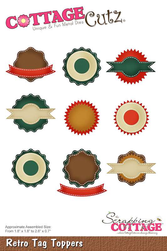 CottageCutz Dies Retro Tag Toppers .7" To 2.6"