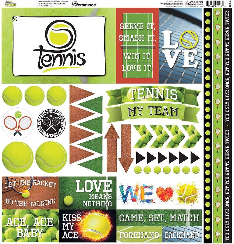 Tennis Elements Stickers 12"X12"  