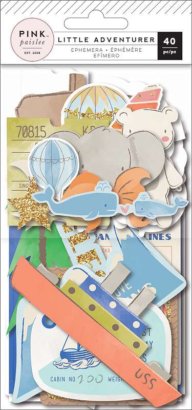 Little Adventurer Ephemera Cardstock Die-Cuts 40/Pkg Boy W/Rose Gold Glitter Accents
