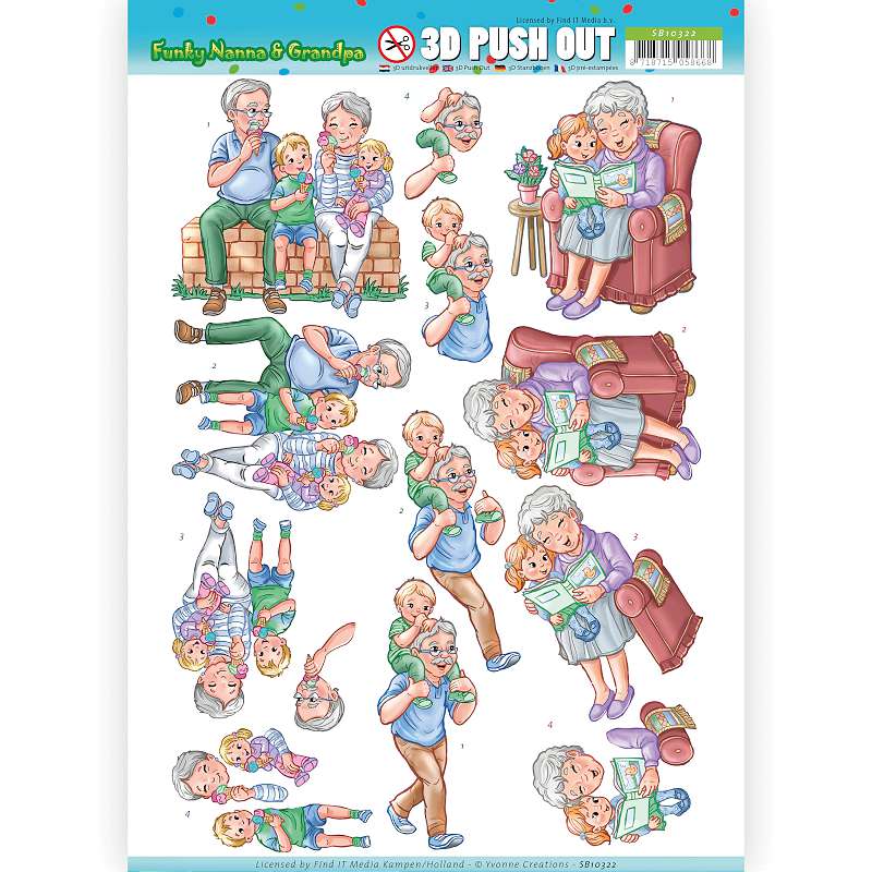 Find It Yvonne Creations Funky Nanna's Punchout Sheet With Grandkids