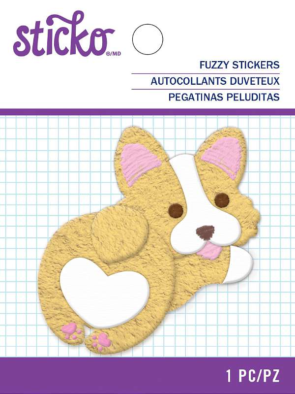 Sticko Fuzzy Stickers Fat Corgi