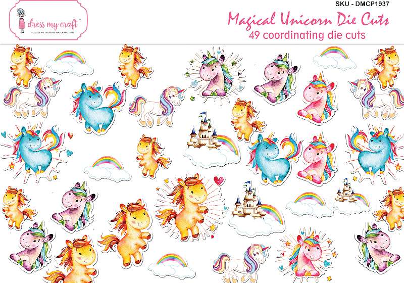 Dress My Crafts Die-Cuts 49/Pkg Magical Unicorn