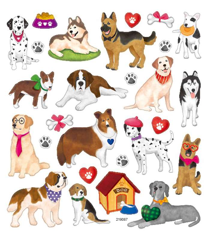 Multicolored Stickers-Dogs & Hearts