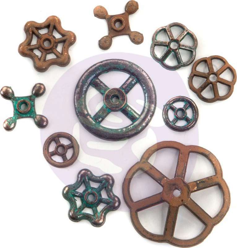 Finnabair Mechanicals Metal Embellishments Rusty Knobs 10/Pkg