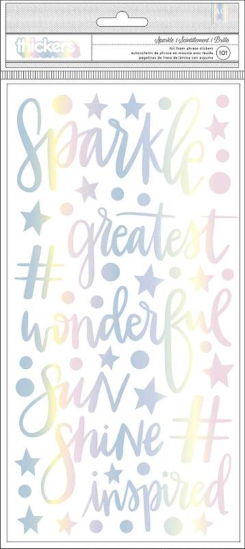 Shimelle Sparkle City Thickers Stickers 5.5"X11" 101/Pkg Sparkle Phrases & Icons/Foam