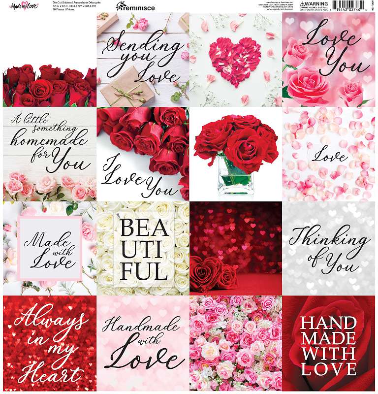 Made With Love Block Sticker 12"X12"  