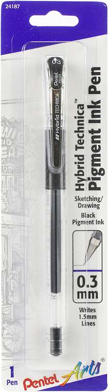 Pentel Hybrid Technica Liquid Gel Pen .3mm 1/Pkg Black