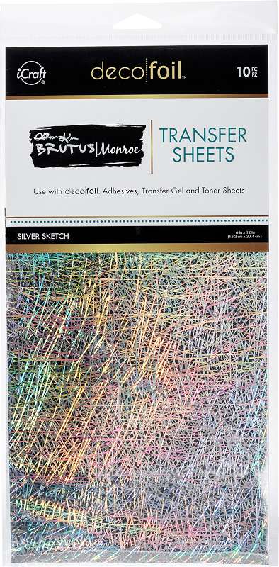 Brutus Monroe Deco Foil Transfer Sheets 6"X12" 10/Pkg Silver Sketch