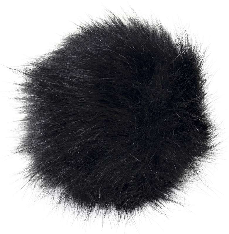 Faux Fur Pom With Loop Black