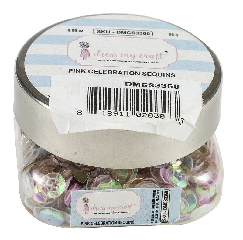 Dress My Crafts Sequins 25gms-Pink Celebration