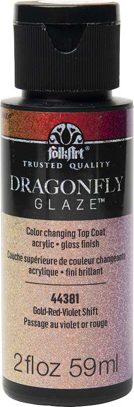 Folkart Dragonfly Glaze Topcoat 2.5oz Gold, Red, Violet Shift