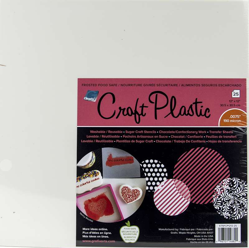 Grafix Foodsafe Craft Plastic Sheets 12"X12" 25/Pkg Frosted .0075