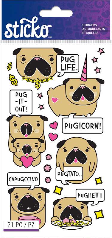 Sticko Classic Stickers Funny Pugs