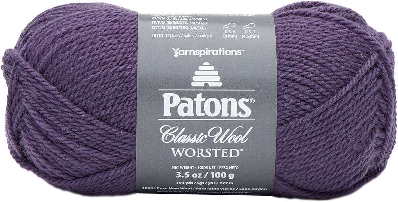 Patons Classic Wool Yarn Gray Plum
