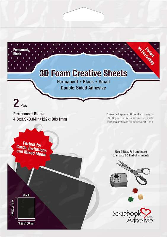 Scrapbook Adhesives 3D Foam Creative Sheets 2/Pkg Thin Black