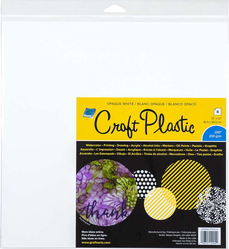 Grafix Craft Plastic Sheets 12"X12" 4/Pkg Opaque White .010