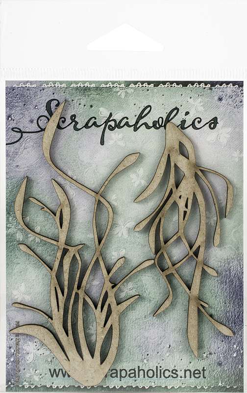 Scrapaholics Laser Cut Chipboard 1.8mm Thick Sea Grass 2, 2/Pkg, 1.5"-4"
