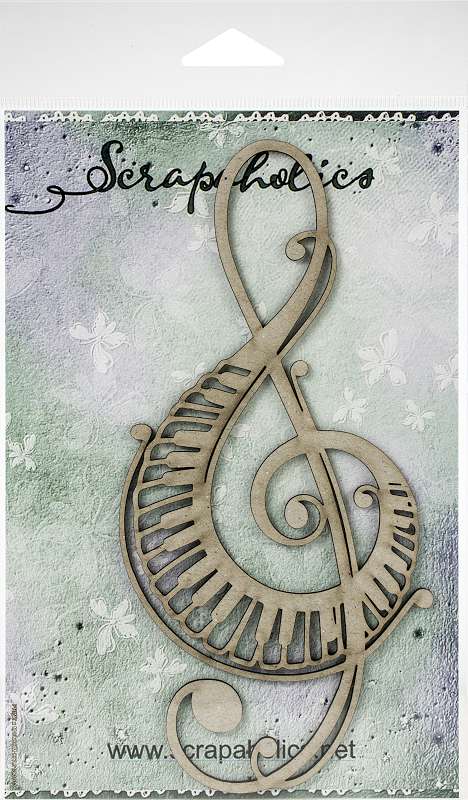 Scrapaholics Laser Cut Chipboard 1.8mm Thick Piano Trebleclef, 7"X3.5"