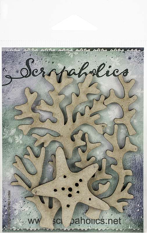 Scrapaholics Laser Cut Chipboard 1.8mm Thick Coral Pieces 2, 5/Pkg, 1.5"-2.25"