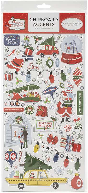 Merry Christmas Chipboard 6"X13" Accents