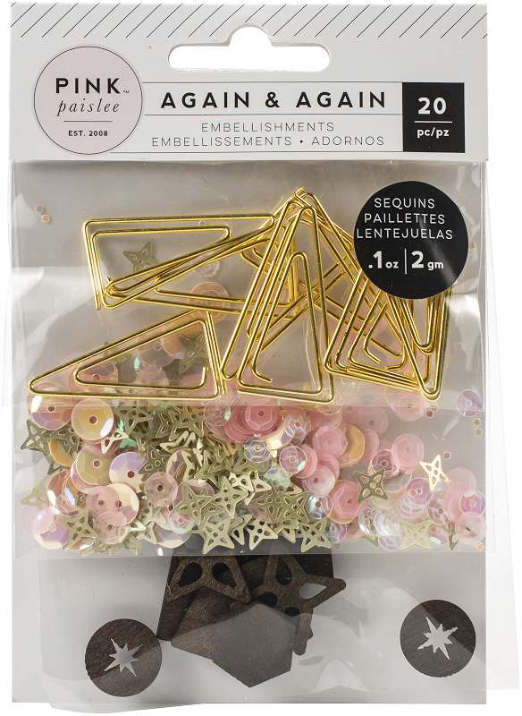 Again & Again Mixed Embellishments Paper Clips, Sequins & Wood Veneers